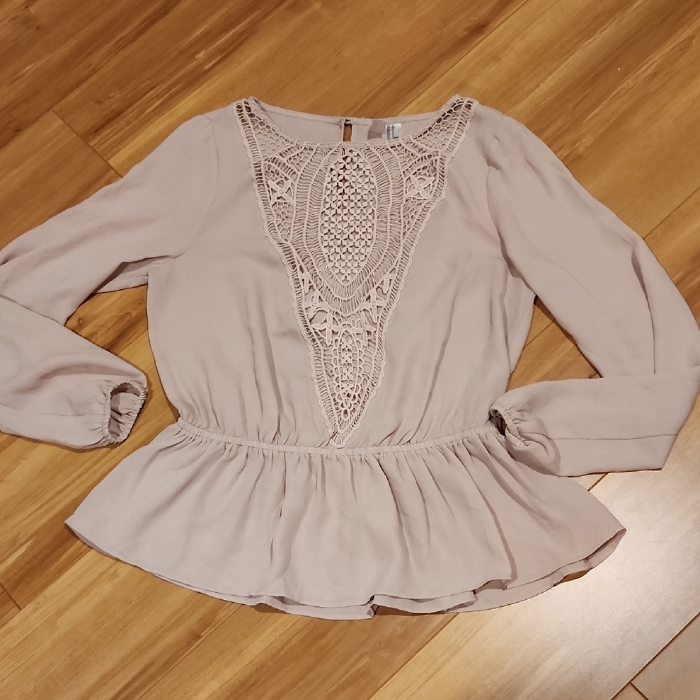 Forever 21 Lace Accent Blouse - Cream